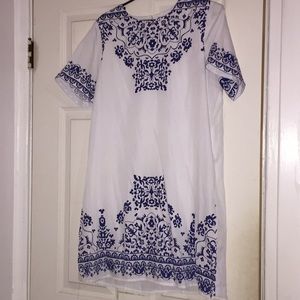 Blue and white dress